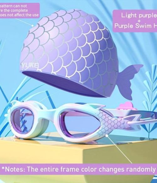 Children Swimming Goggles With Silicone Cap, Waterproof Fog-Proof Clear Vision For Boys And Girls, Professional Water Sports Swimming Equipment